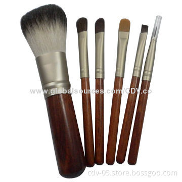 6-piece gift makeup brush set, original rosewood handle and aluminum ferrule with great goat hair